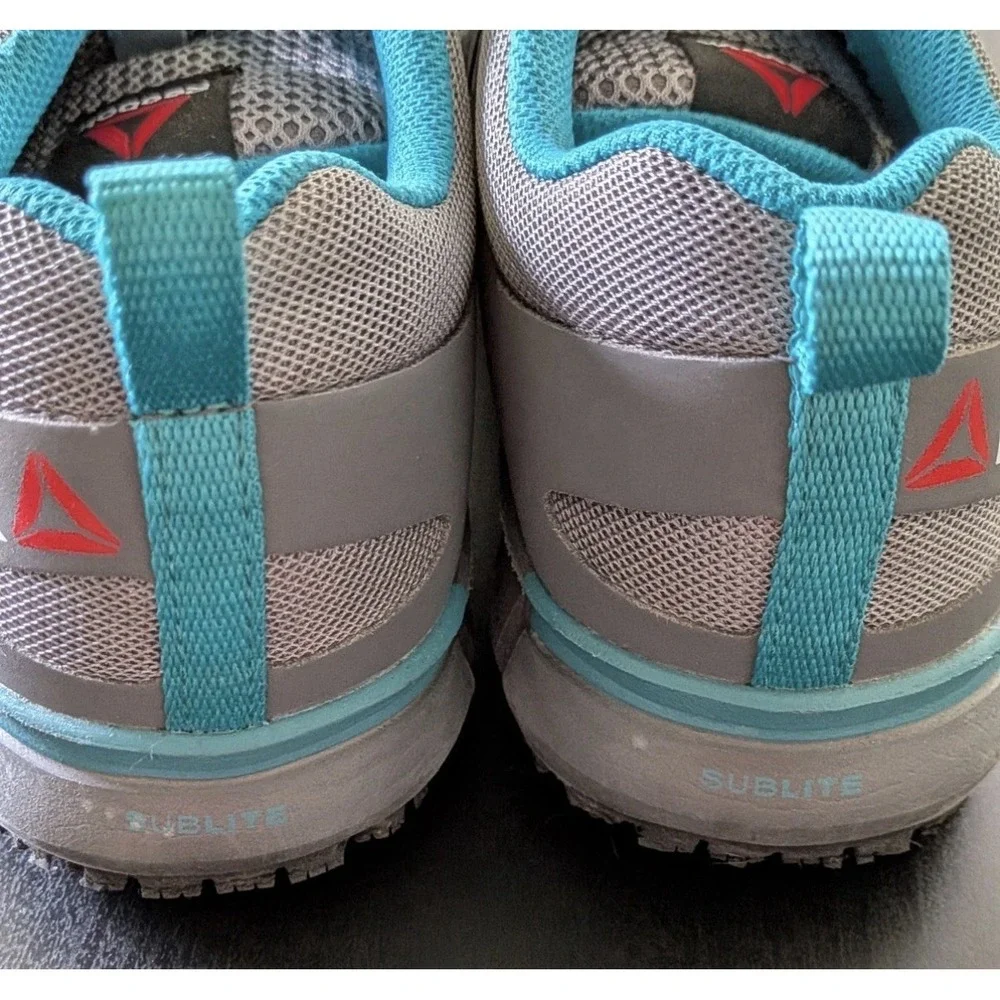 Reebok work sublite cushion comp‎ toe Sneakers Shoes Gray Teal Size 9 Women's